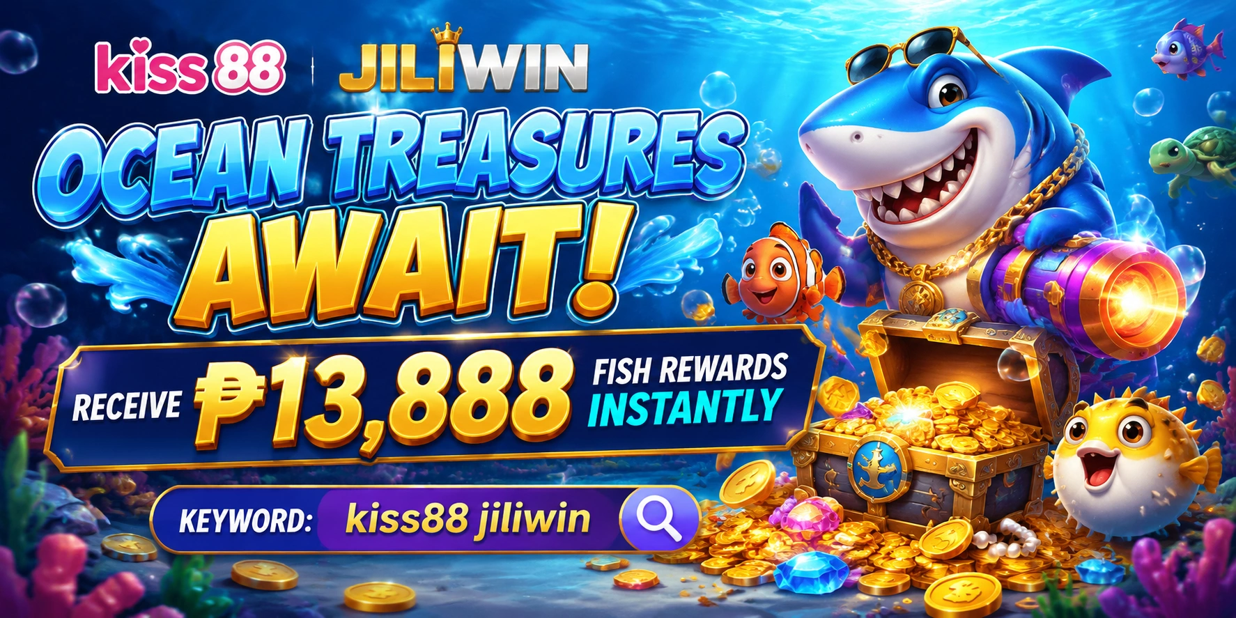 Fishing game action with bright reef-themed visuals